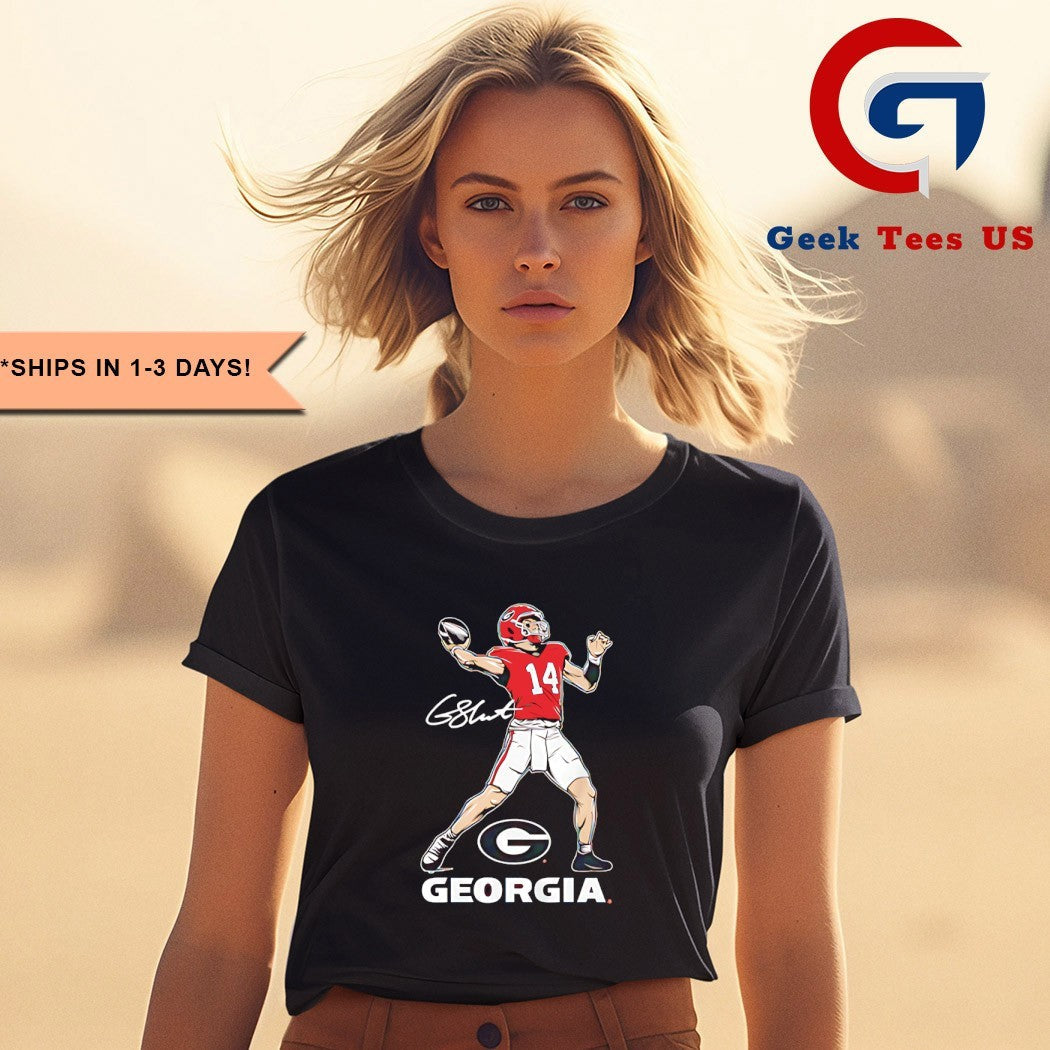 Gunner Stockton Georgia Bulldogs football superstar pose signature shirt