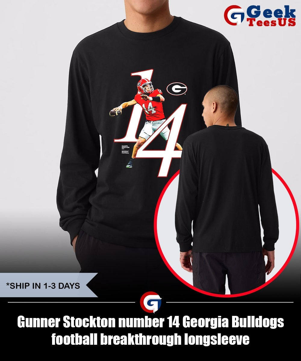Gunner Stockton number 14 Georgia Bulldogs football breakthrough shirt