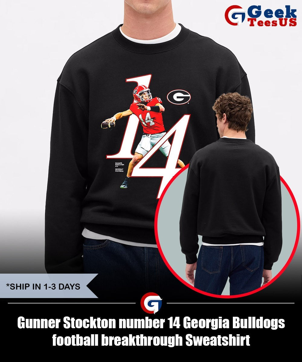 Gunner Stockton number 14 Georgia Bulldogs football breakthrough shirt