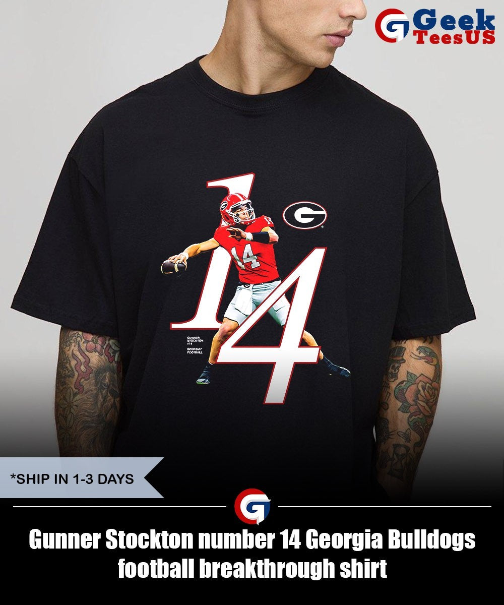 Gunner Stockton number 14 Georgia Bulldogs football breakthrough shirt