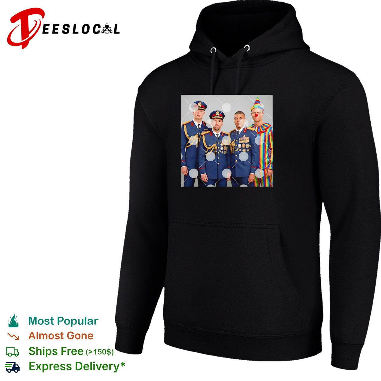 Haaland Messi Mbappe military uniforms Ronaldo clown meme shirt