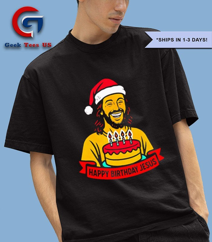 Happy Birthday Jesus Christmas hat Birthday Cake shirt