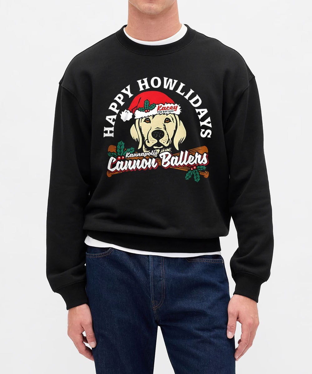 Happy Howlidays Kannapolis Cannon Ballers Kacey the Bat Dog Xmas 2025 shirt