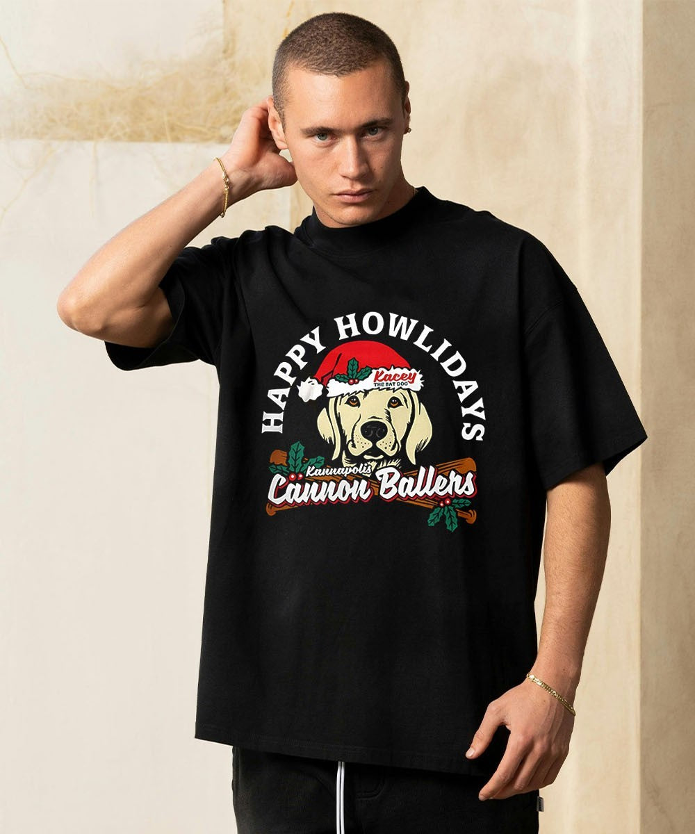 Happy Howlidays Kannapolis Cannon Ballers Kacey the Bat Dog Xmas 2025 shirt