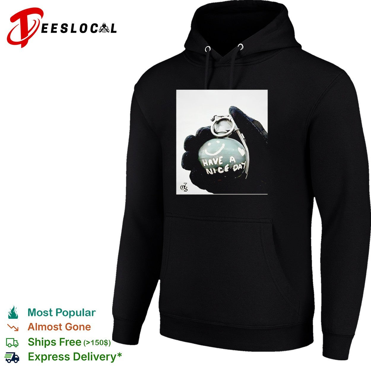 Have a Nice Day Hand Grenade smiley face shirt