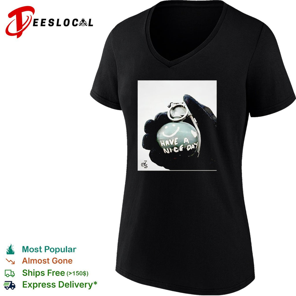 Have a Nice Day Hand Grenade smiley face shirt