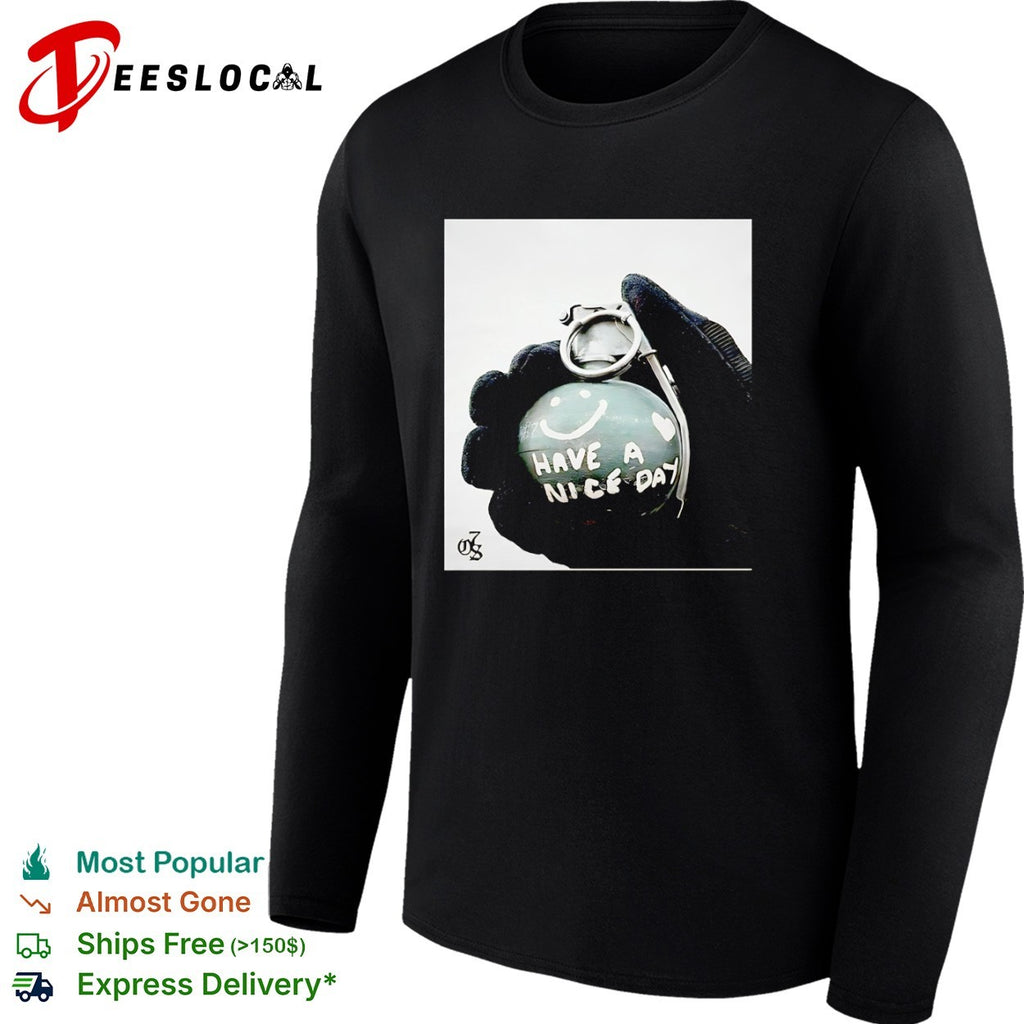 Have a Nice Day Hand Grenade smiley face shirt