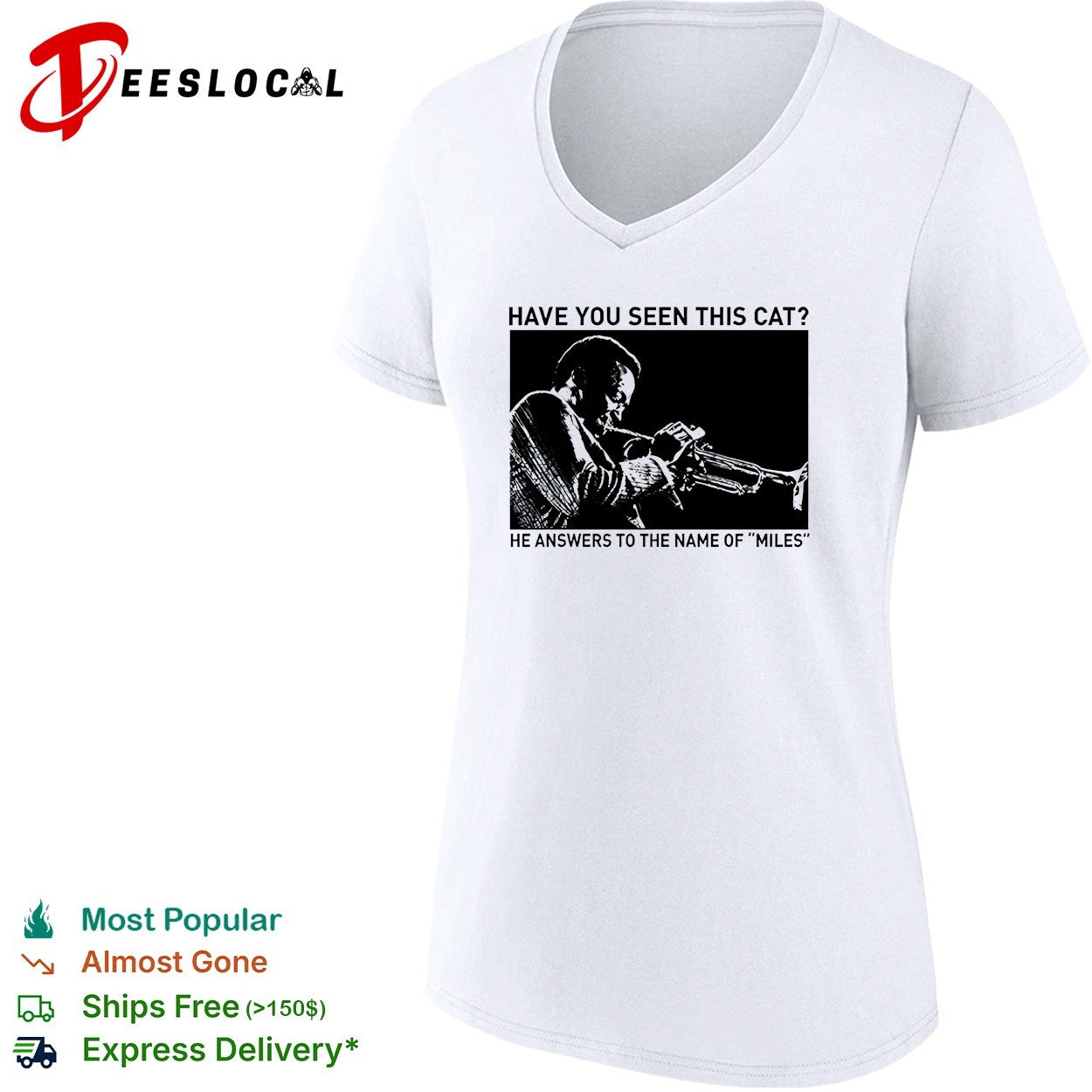 Have you seen this cat Miles Davis playing trumpet missing pet poster parody shirt