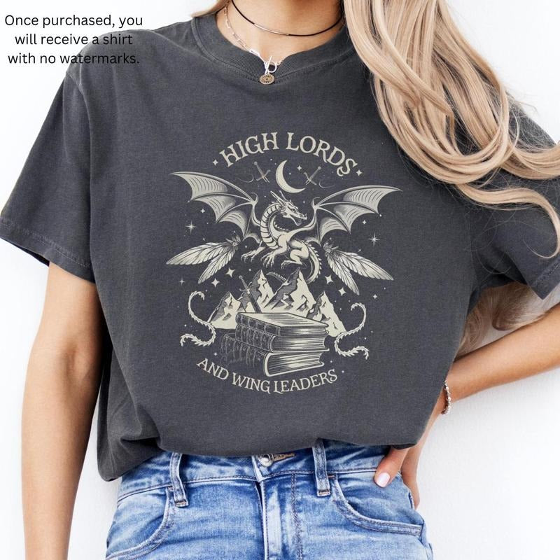 High Lords and Wing Leaders Shirt Acotar Merch Fourth Wing Merch Book Dragon Shirt Velaris Tshirt Xaden Violet Bookish Gift, Cozy