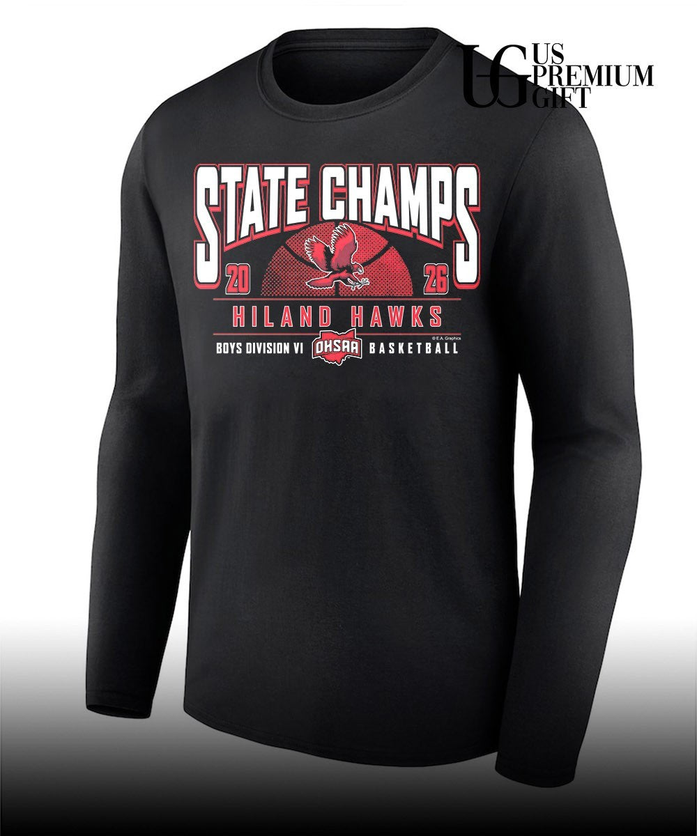 Hiland Hawks 2026 OHSAA Boys Basketball D6 State Champions shirt