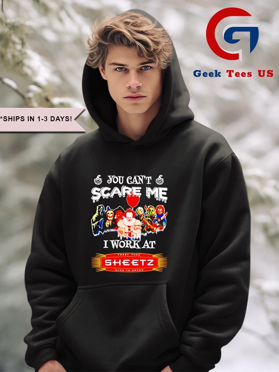 Horror characters you can’t scare me I work at Fresh Food Sheetz Halloween T-shirt