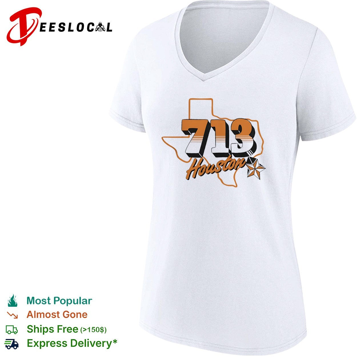 Houston 713 Area Code Texas State Outline shirt