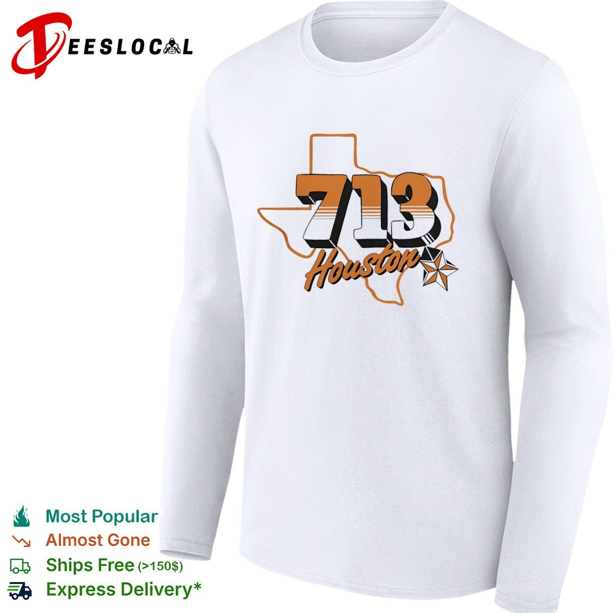 Houston 713 Area Code Texas State Outline shirt
