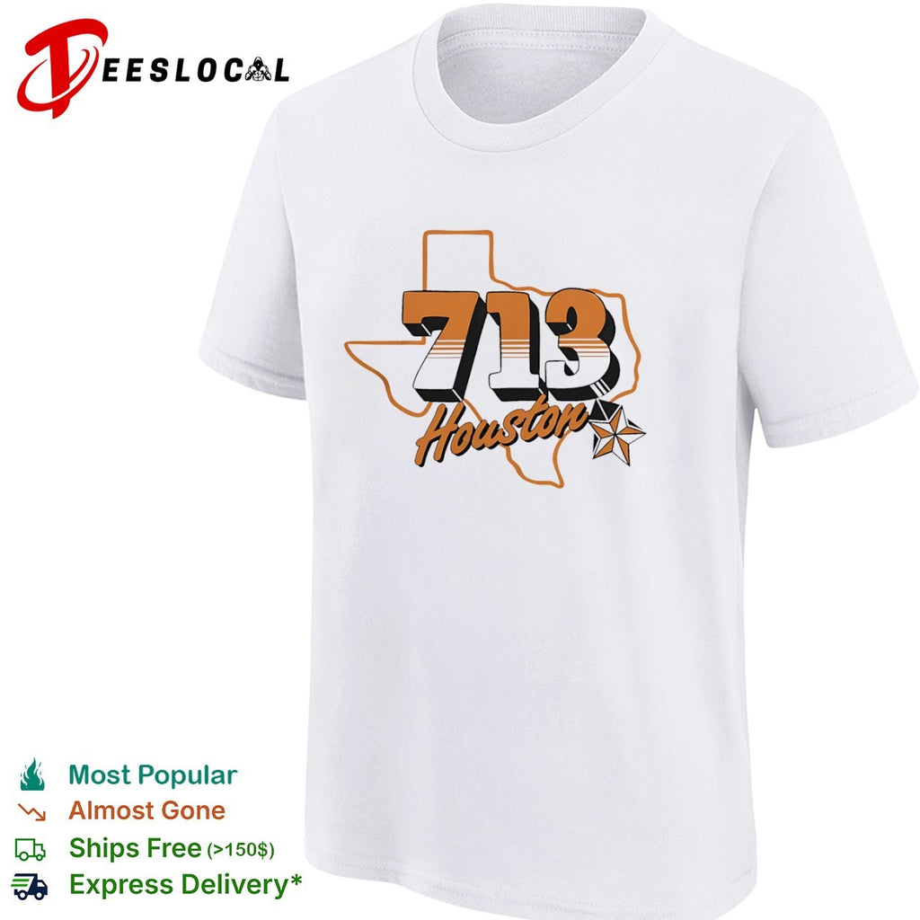Houston 713 Area Code Texas State Outline shirt