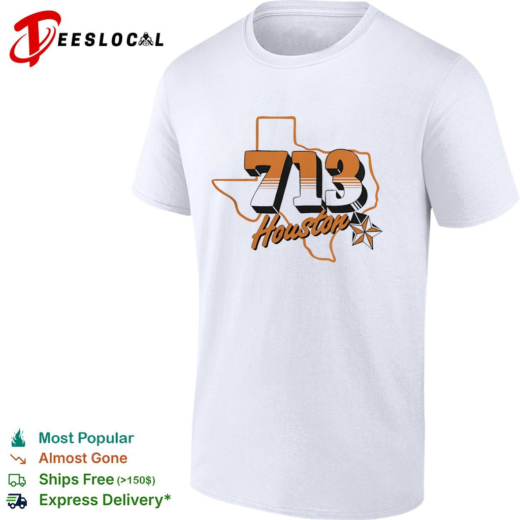 Houston 713 Area Code Texas State Outline shirt