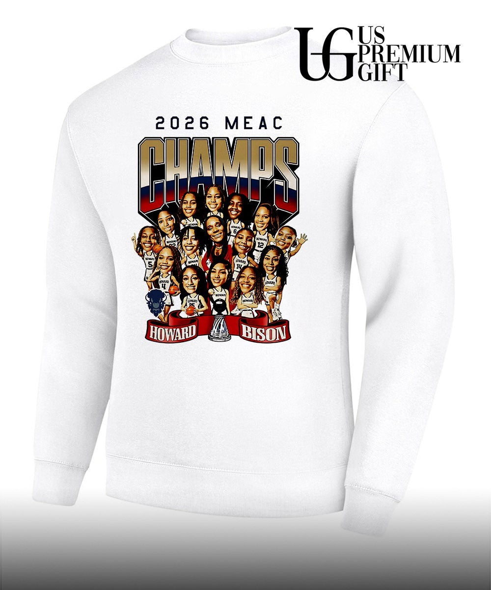 Howard Bison women’s basketball 2026 MEAC Champs caricature shirt