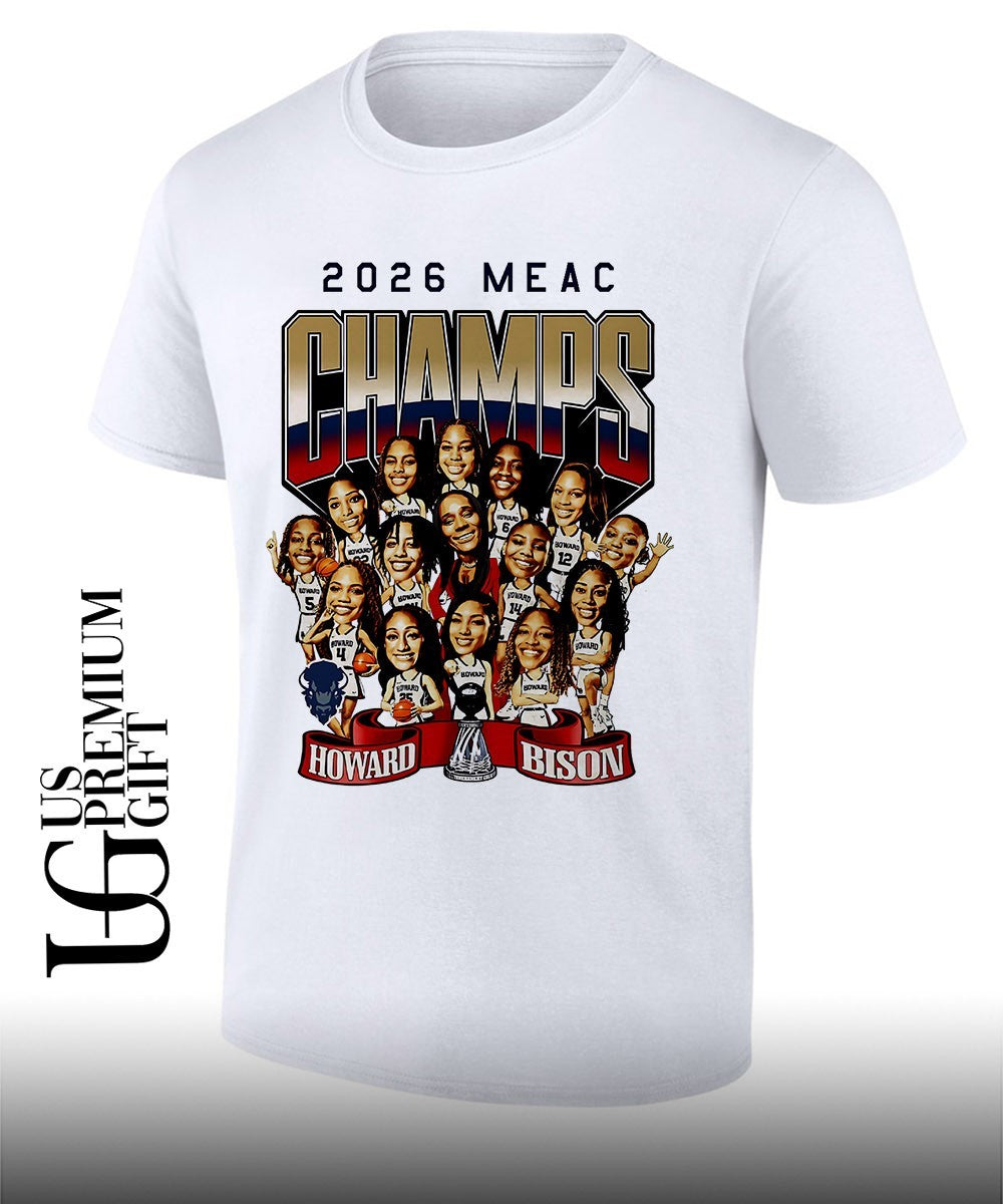 Howard Bison women’s basketball 2026 MEAC Champs caricature shirt