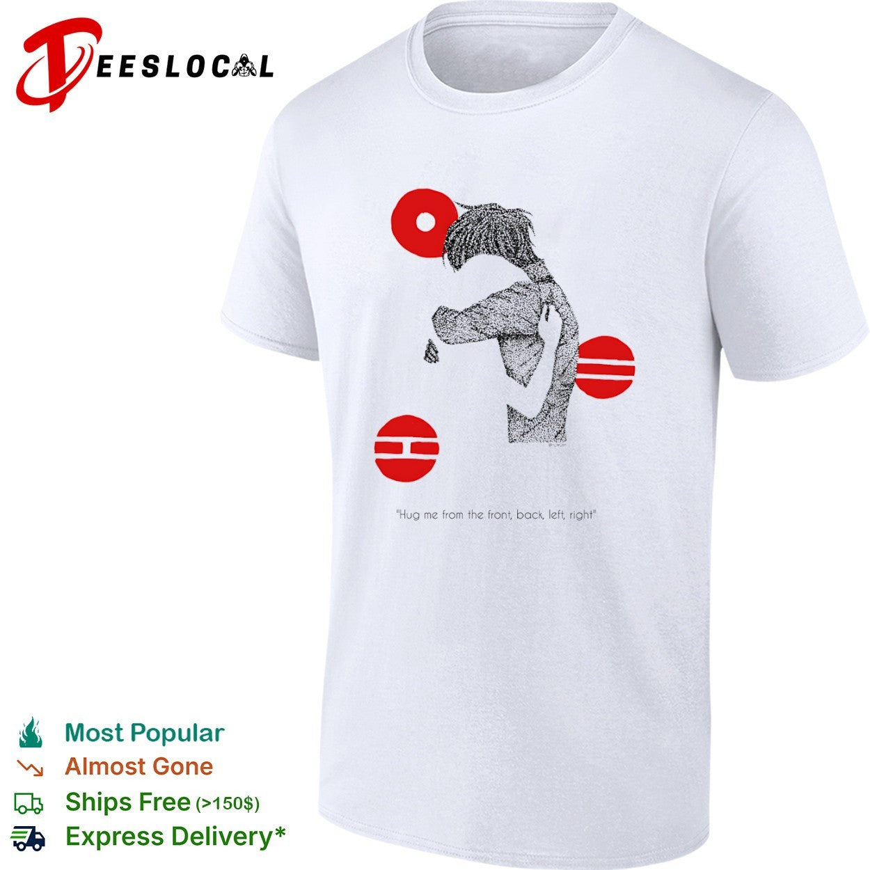 Hug me from the front back left right Minimalist Stippling shirt