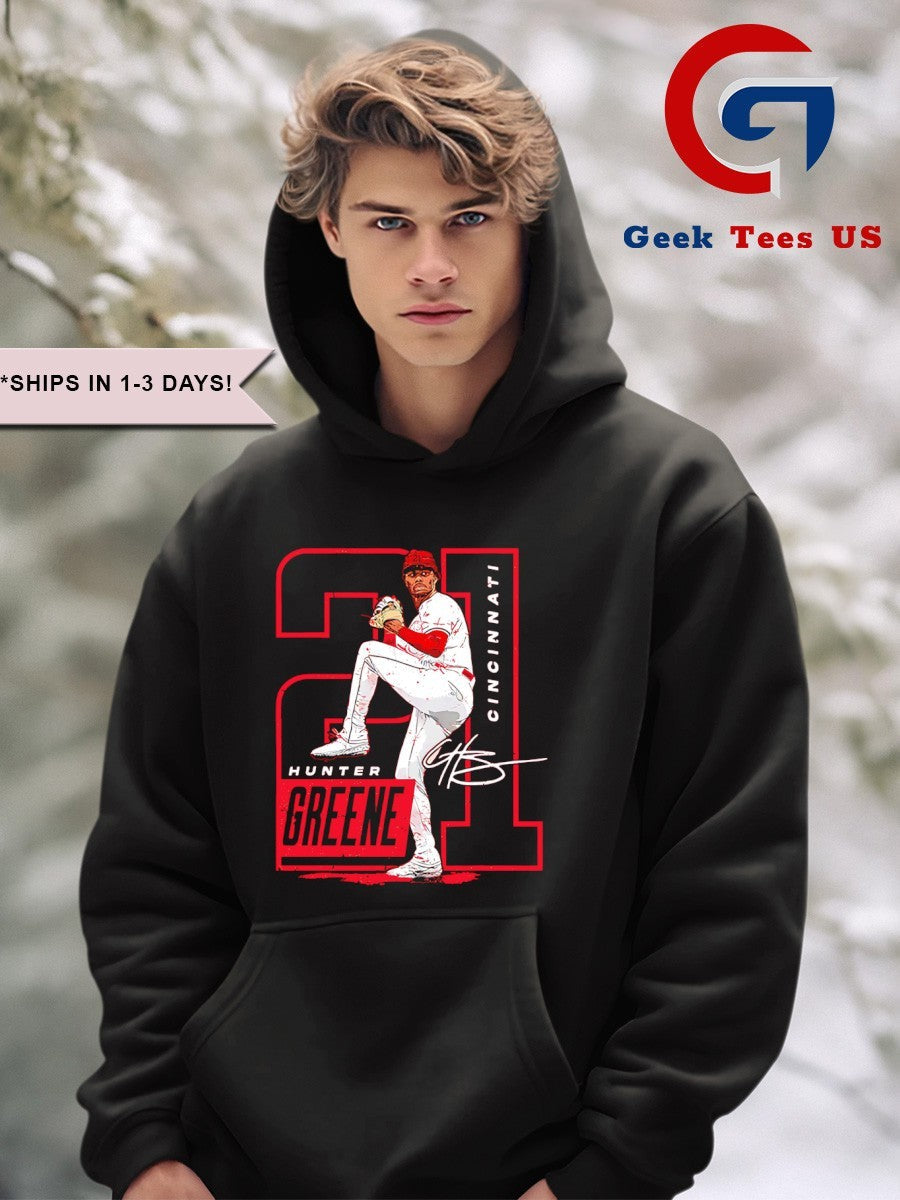 Hunter Greene No.21 Cincinnati Reds Baseball signature shirt