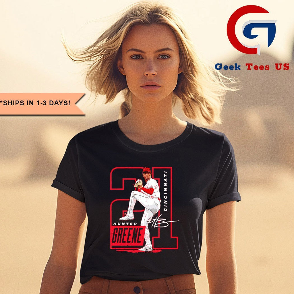 Hunter Greene No.21 Cincinnati Reds Baseball signature shirt