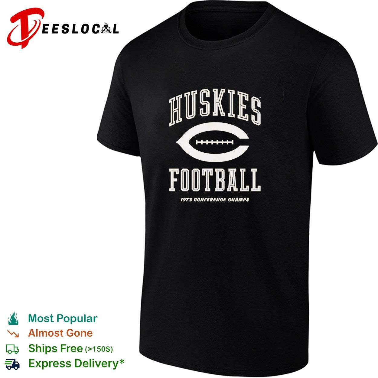 Huskies football 1973 conference champs vintage retro varsity badge shirt