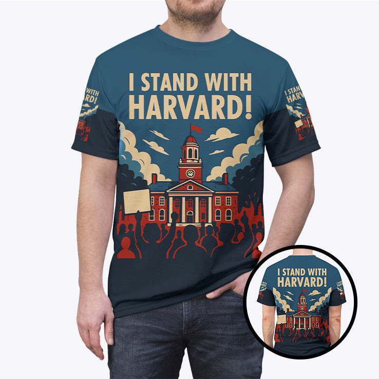 I Stand With Harvard All Over Print T Shirt