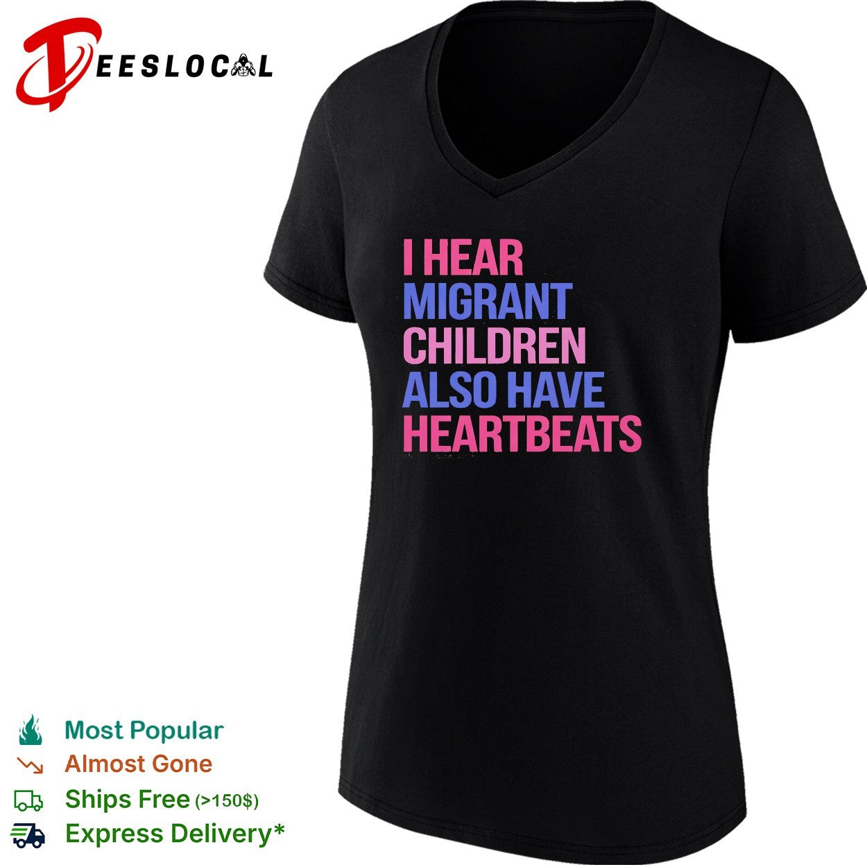 I hear migrant children also have heartbeats bold statement protest quote shirt