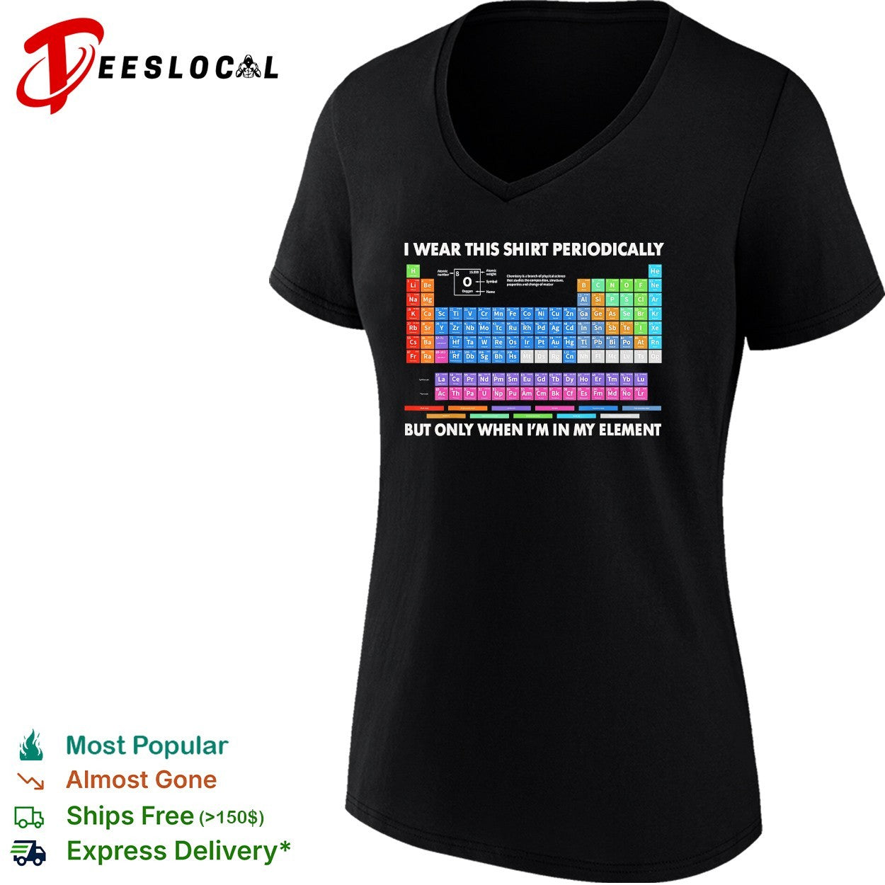 I wear this shirt periodically but only when I’m in my element periodic table shirt