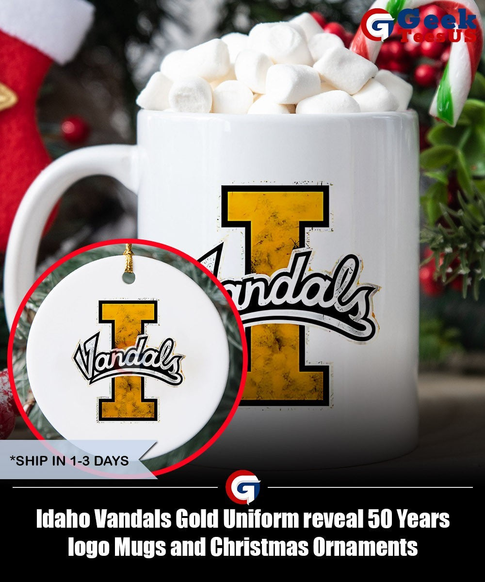 Idaho Vandals Gold Uniform reveal 50 Years logo shirt