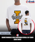 Idaho Vandals Gold Uniform reveal 50 Years logo shirt