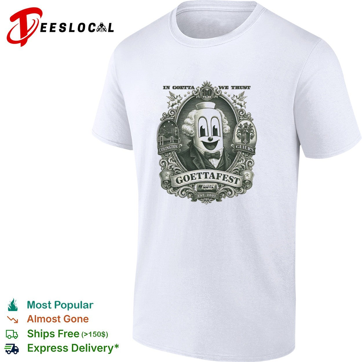 In goetta we trust goettafest clown mascot covington gliers est 2001 badge shirt