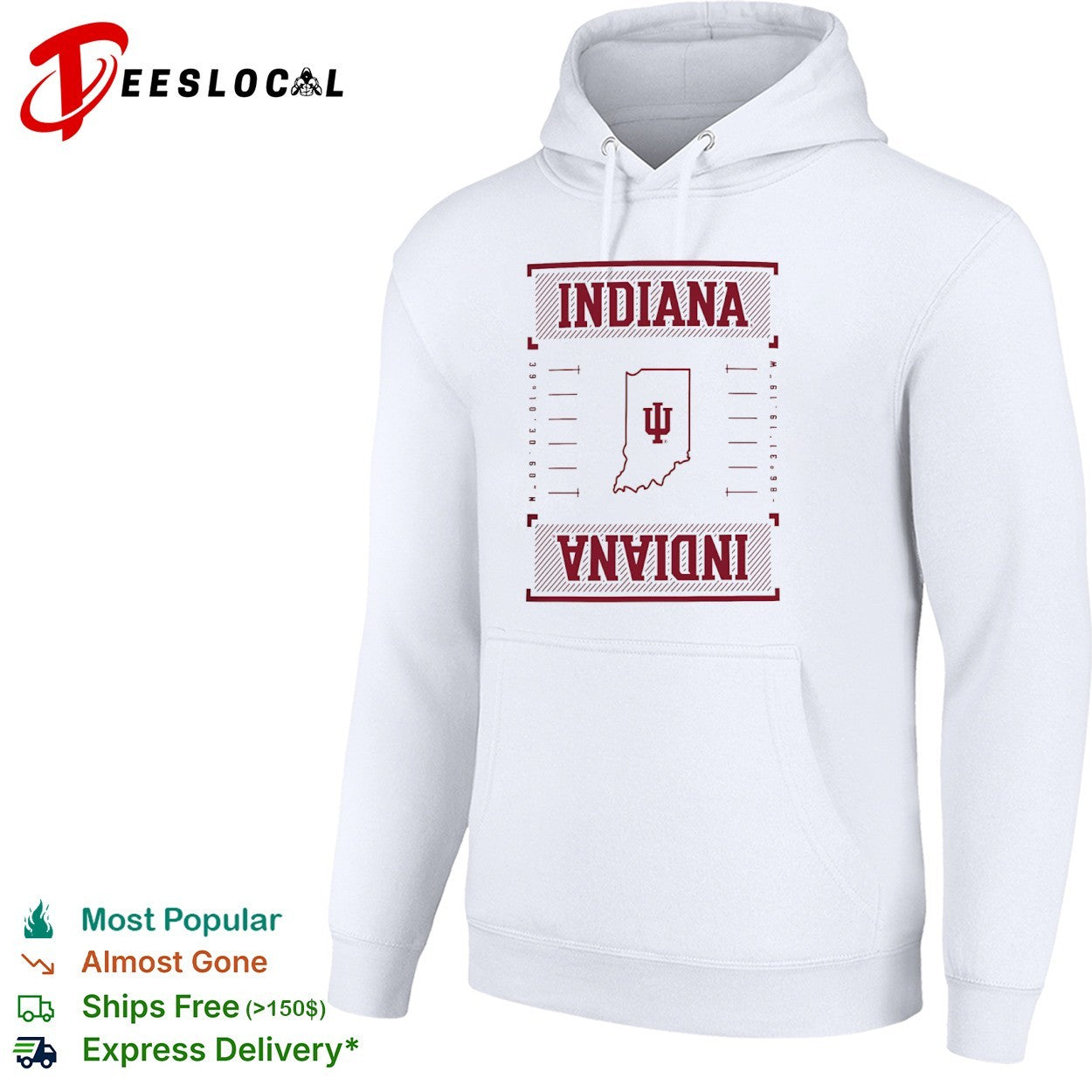 Indiana University Coordinates Map Logo shirt