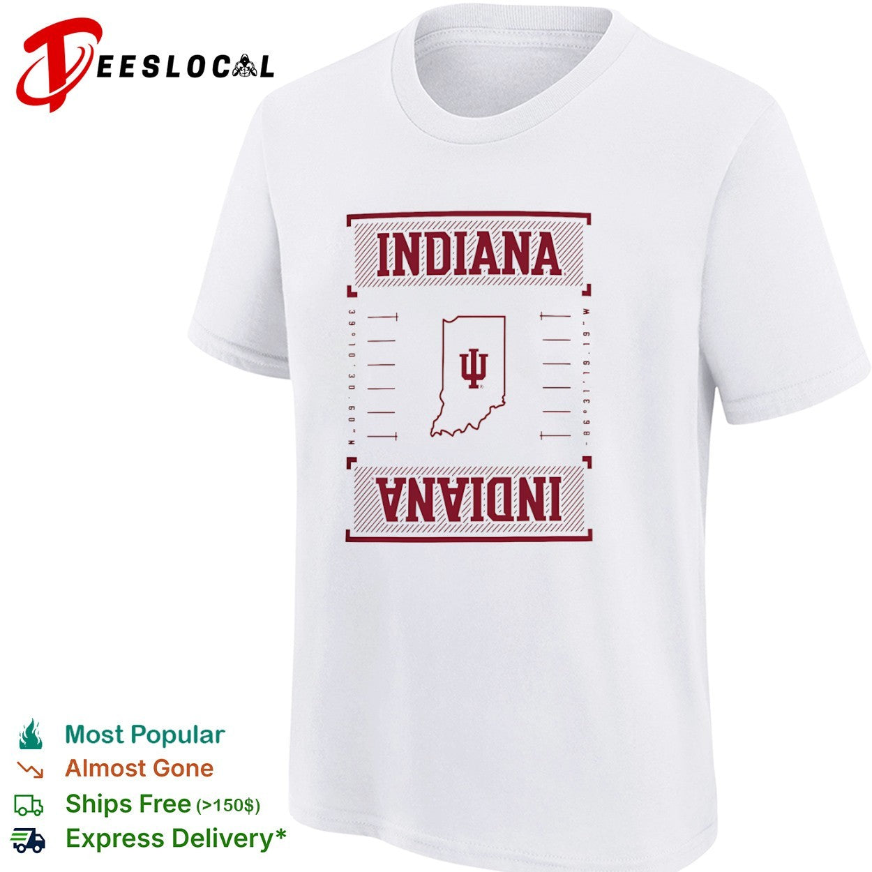 Indiana University Coordinates Map Logo shirt