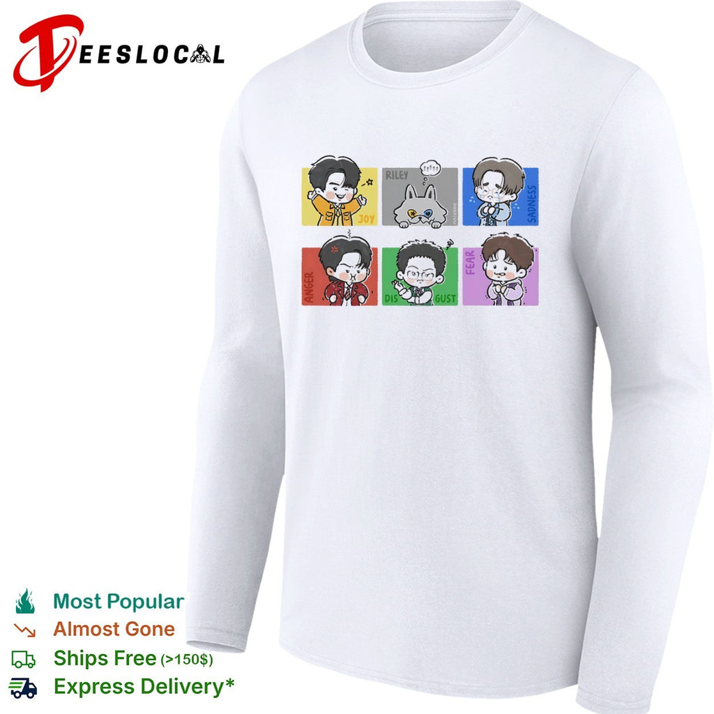 Inside Out Joy Sadness Anger Disgust Fear and Riley Chibi Characters shirt