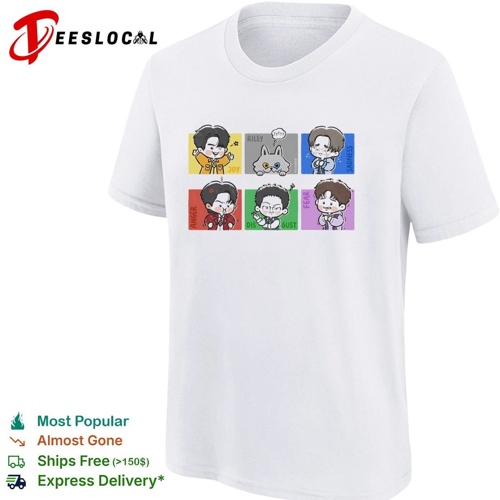 Inside Out Joy Sadness Anger Disgust Fear and Riley Chibi Characters shirt