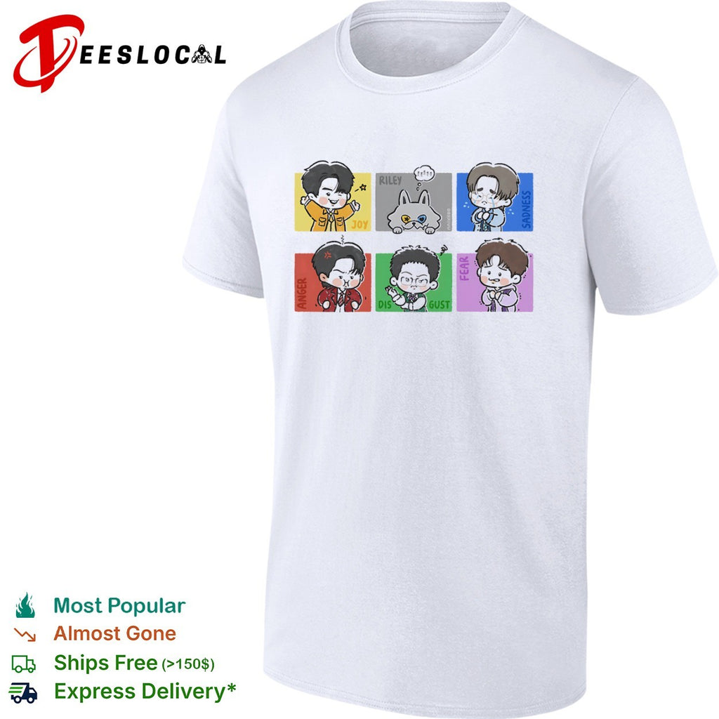 Inside Out Joy Sadness Anger Disgust Fear and Riley Chibi Characters shirt