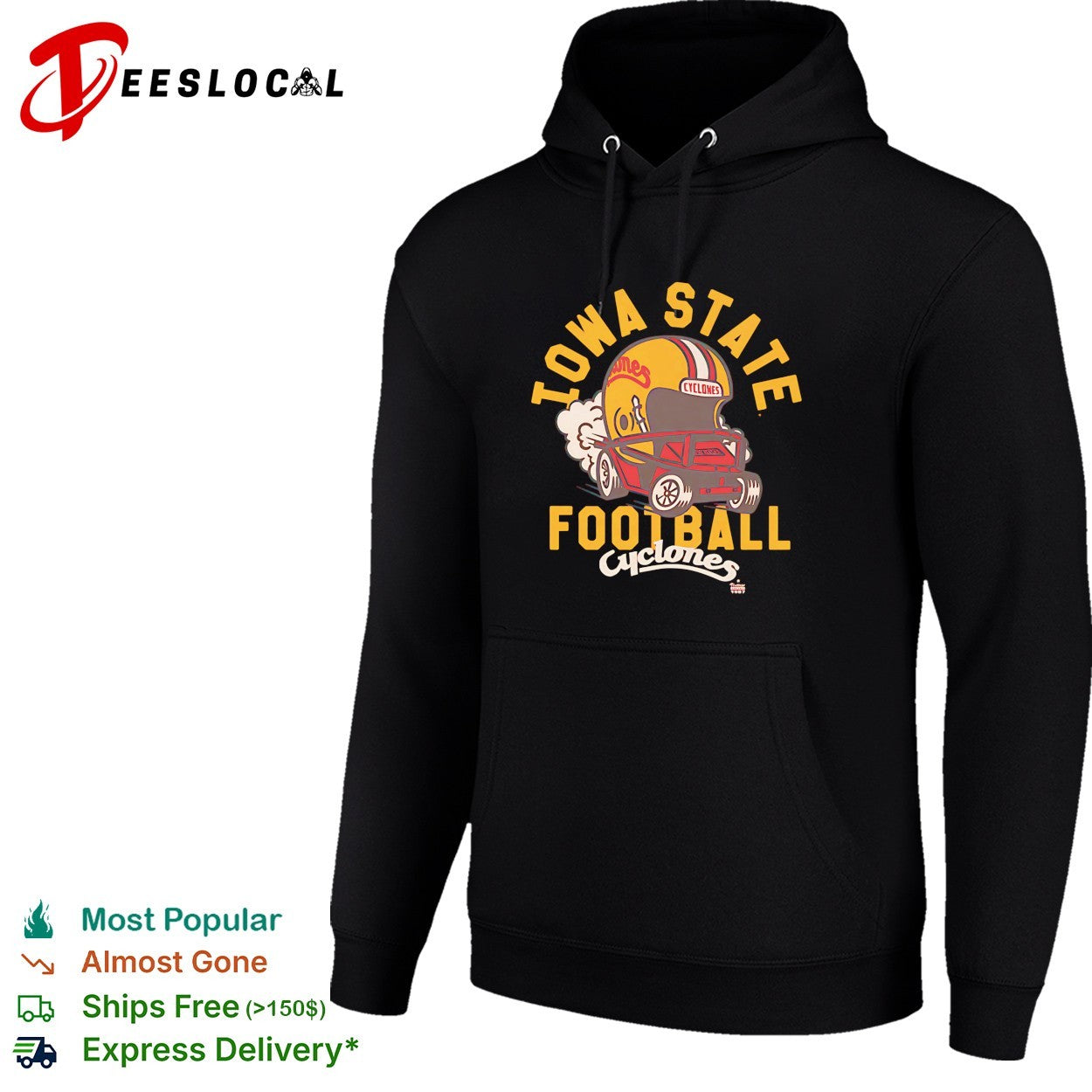 Iowa State Cyclones football helmet hot rod car cartoon mascot shirt