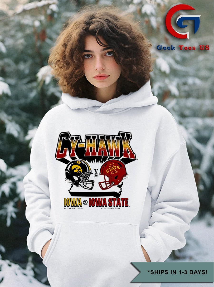 Iowa State Cyclones vs Iowa Hawkeyes Cy-Hawk 2025 helmet shirt
