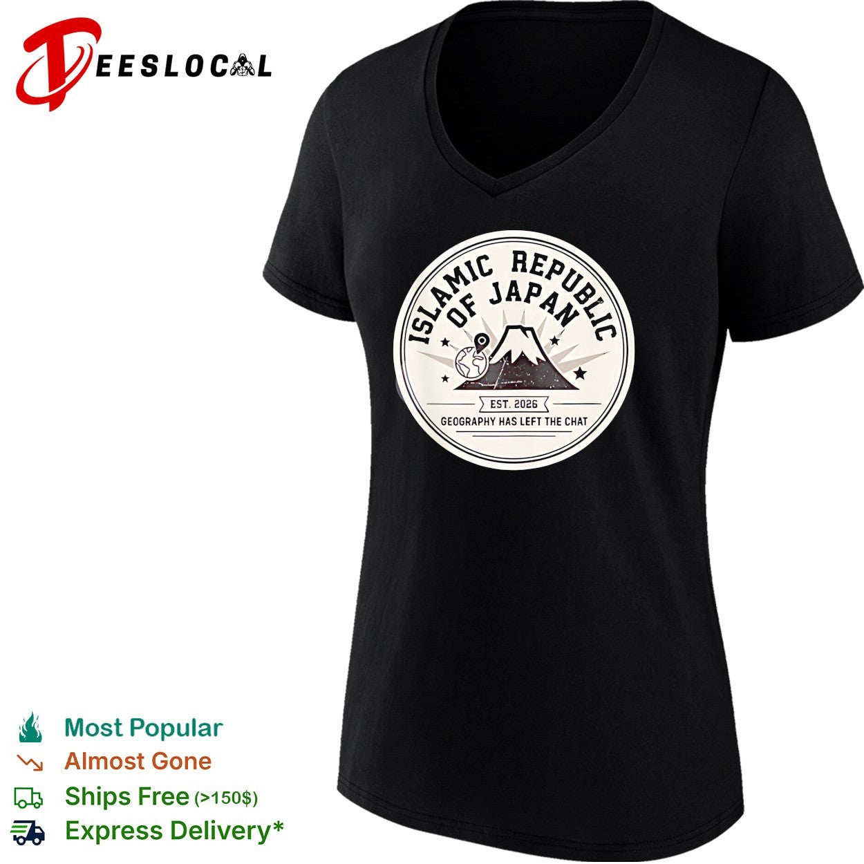 Islamic Republic of Japan Mount Fuji badge geography has left the chat shirt