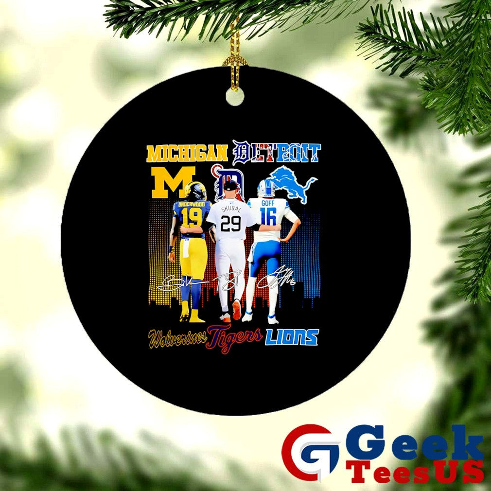 J.J. McCarthy Michigan Wolverines X Tarik Skubal Detroit Tigers X Jared Goff Detroit Lions signature shirt