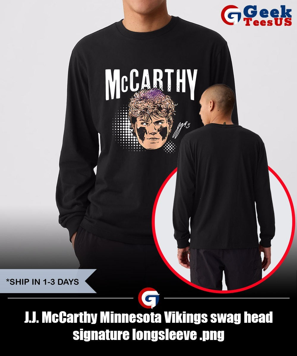 J.J. McCarthy Minnesota Vikings swag head signature shirt
