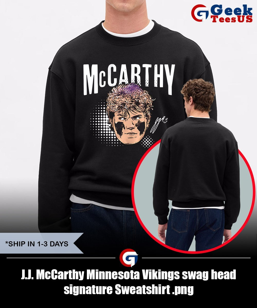 J.J. McCarthy Minnesota Vikings swag head signature shirt