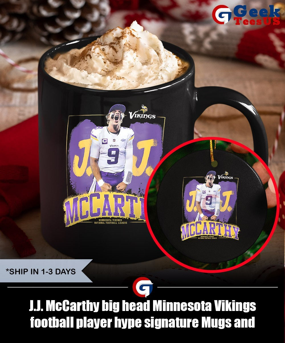 J.J. McCarthy big head Minnesota Vikings football player hype signature shirt