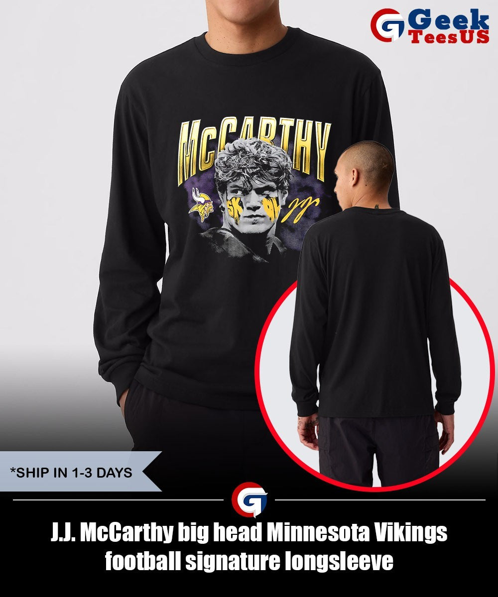 J.J. McCarthy big head Minnesota Vikings football signature shirt