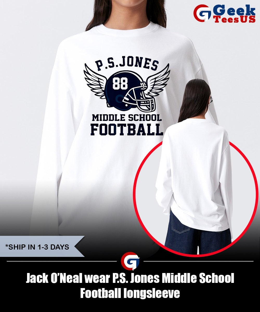 Jack O’Neal wear P.S. Jones Middle School Football shirt