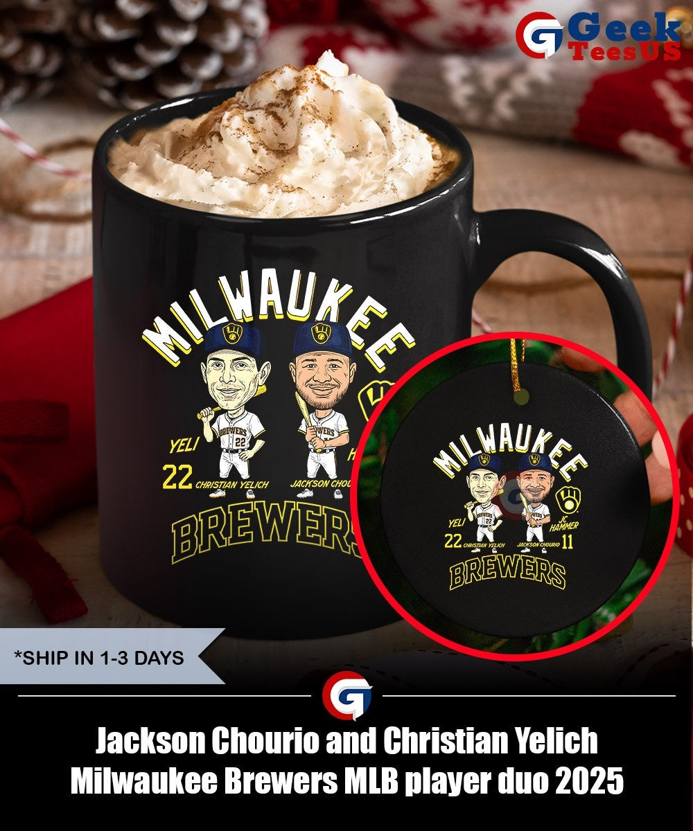 Jackson Chourio and Christian Yelich Milwaukee Brewers MLB player duo 2025 caricature shirt
