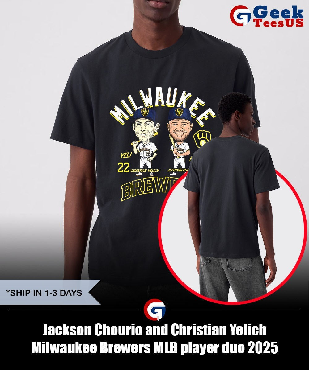 Jackson Chourio and Christian Yelich Milwaukee Brewers MLB player duo 2025 caricature shirt