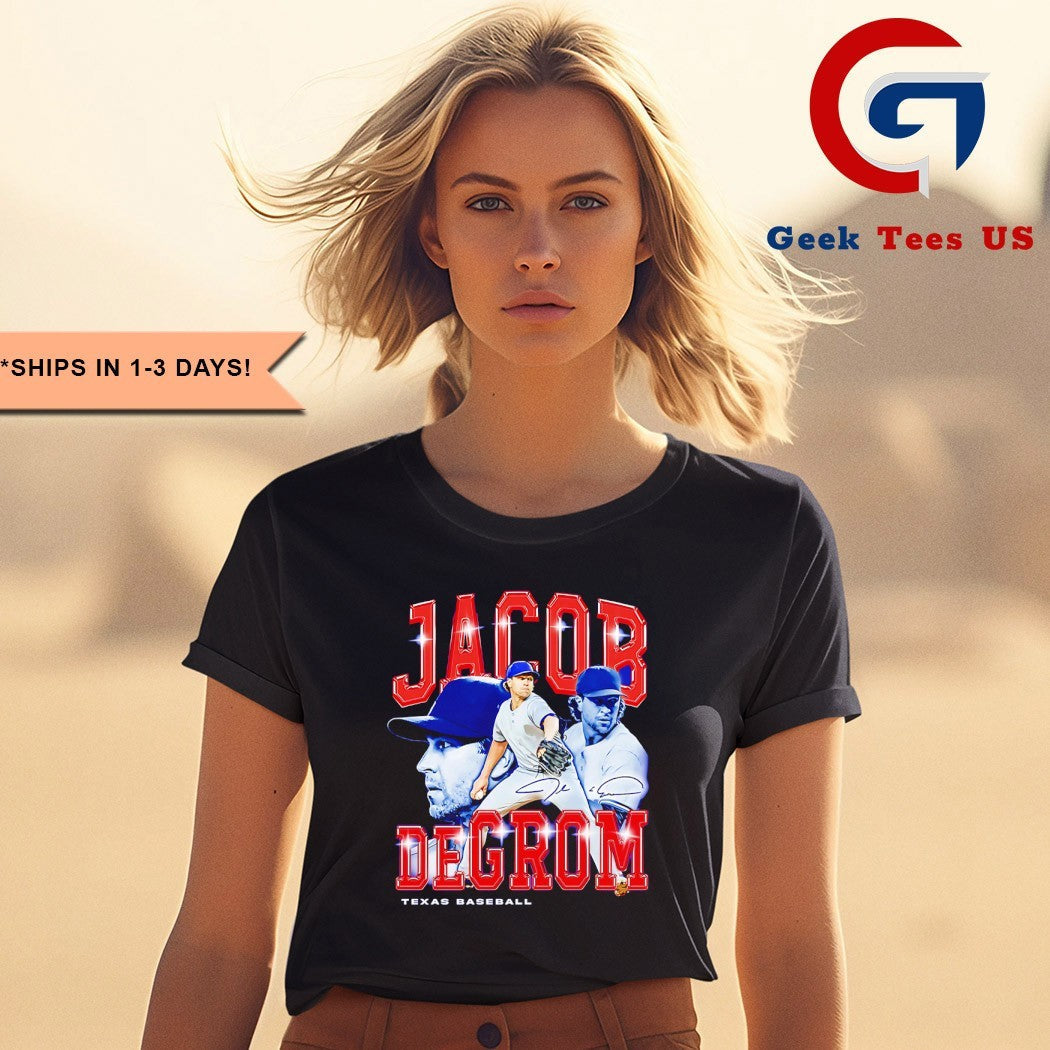 Jacob deGrom Texas Rangers baseball flair signature retro shirt