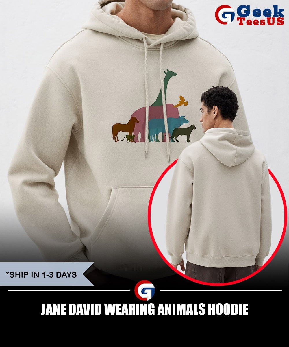 Jane David wearing Animals shirt