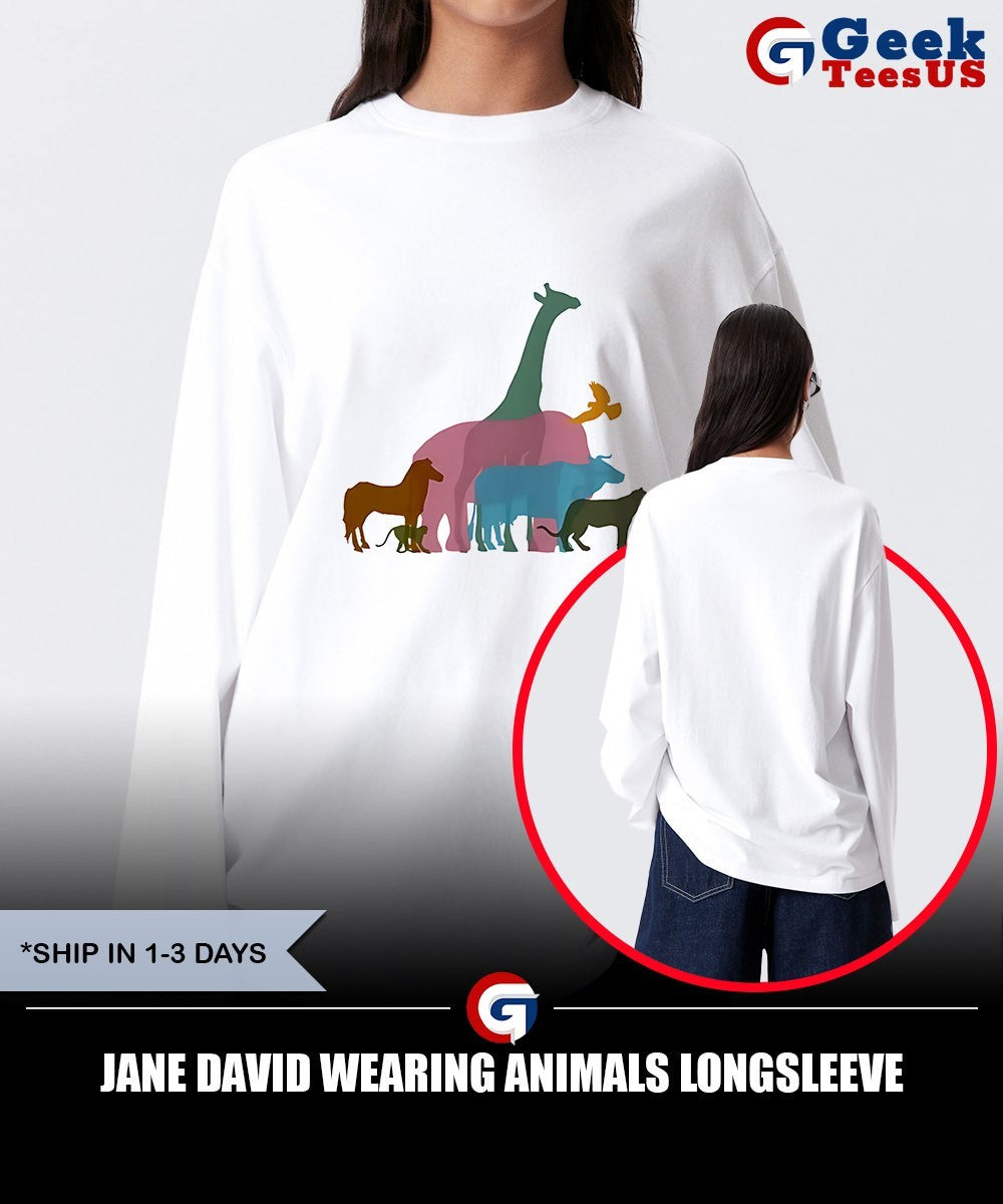 Jane David wearing Animals shirt